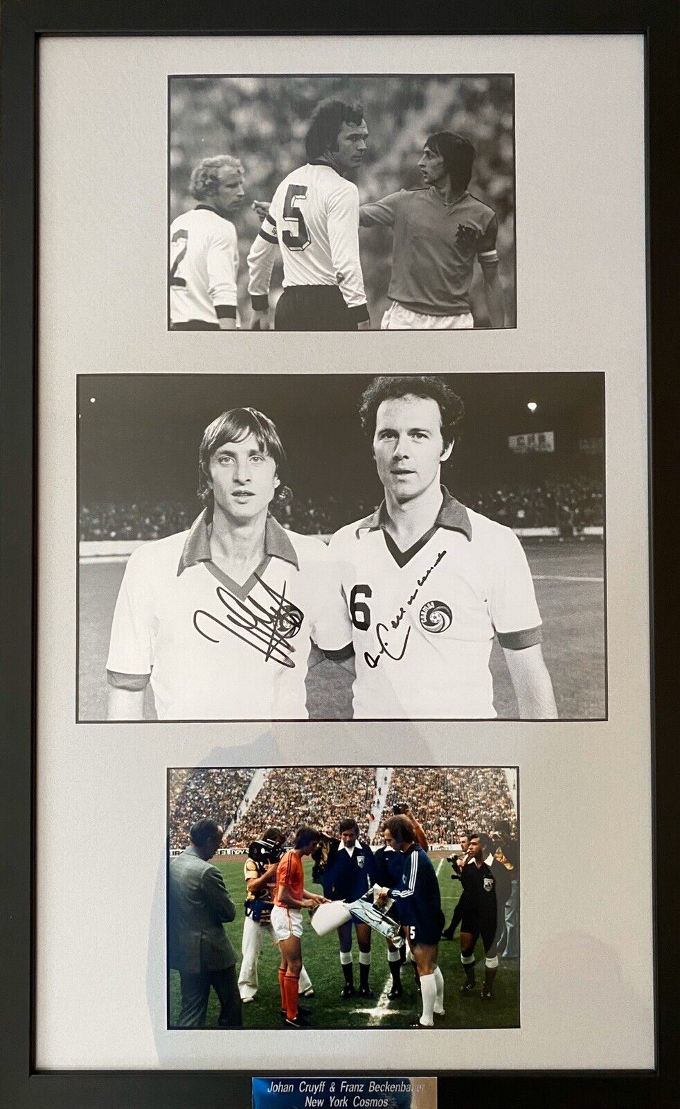 Cruyff & Beckenbauer Genuine Hand Signed Germany - Netherlands Framed Photo Poster painting, 2