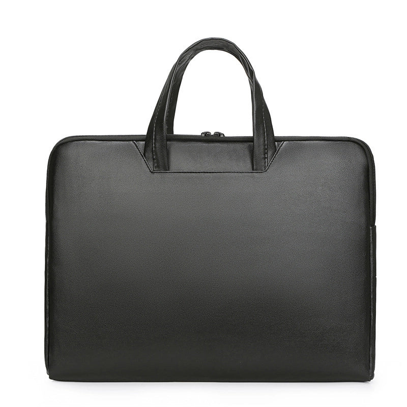 Men's Business Classic Style Solid Color PVC Briefcase