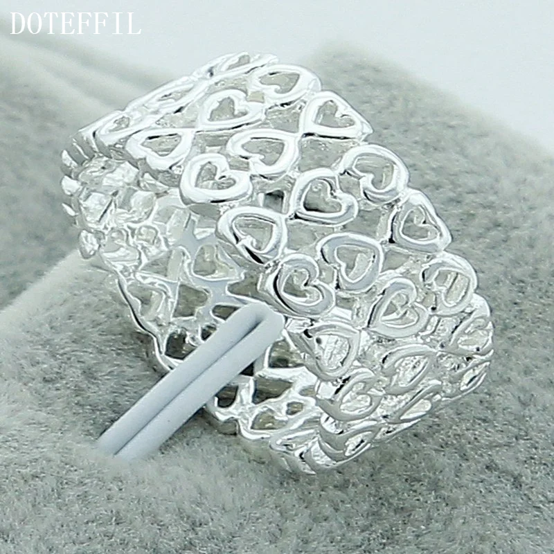 DOTEFFIL 925 Sterling Silver Full Heart Design Ring For Women Jewelry