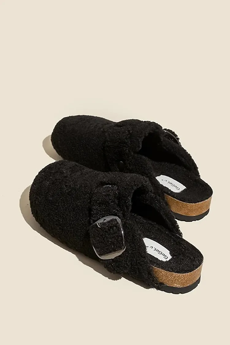 Solid Plush Slip-on Flats