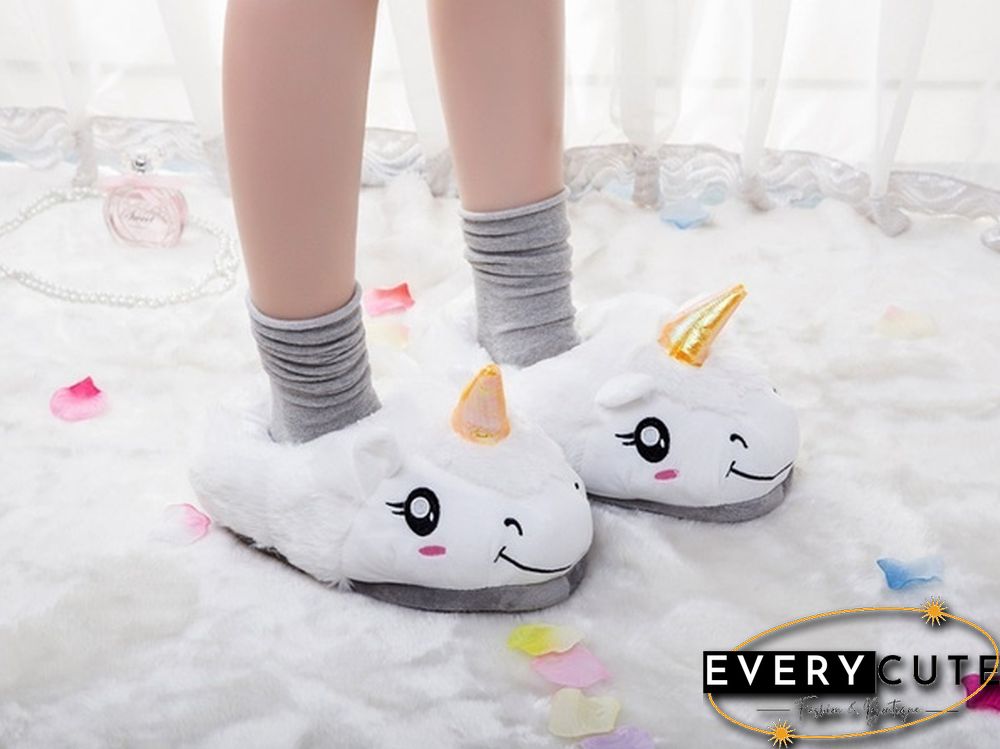 Winter Indoor Slippers Plush Home Shoes Unicorn Slippers For Grown Free Size Home Slippers Shoes Christmas Gift