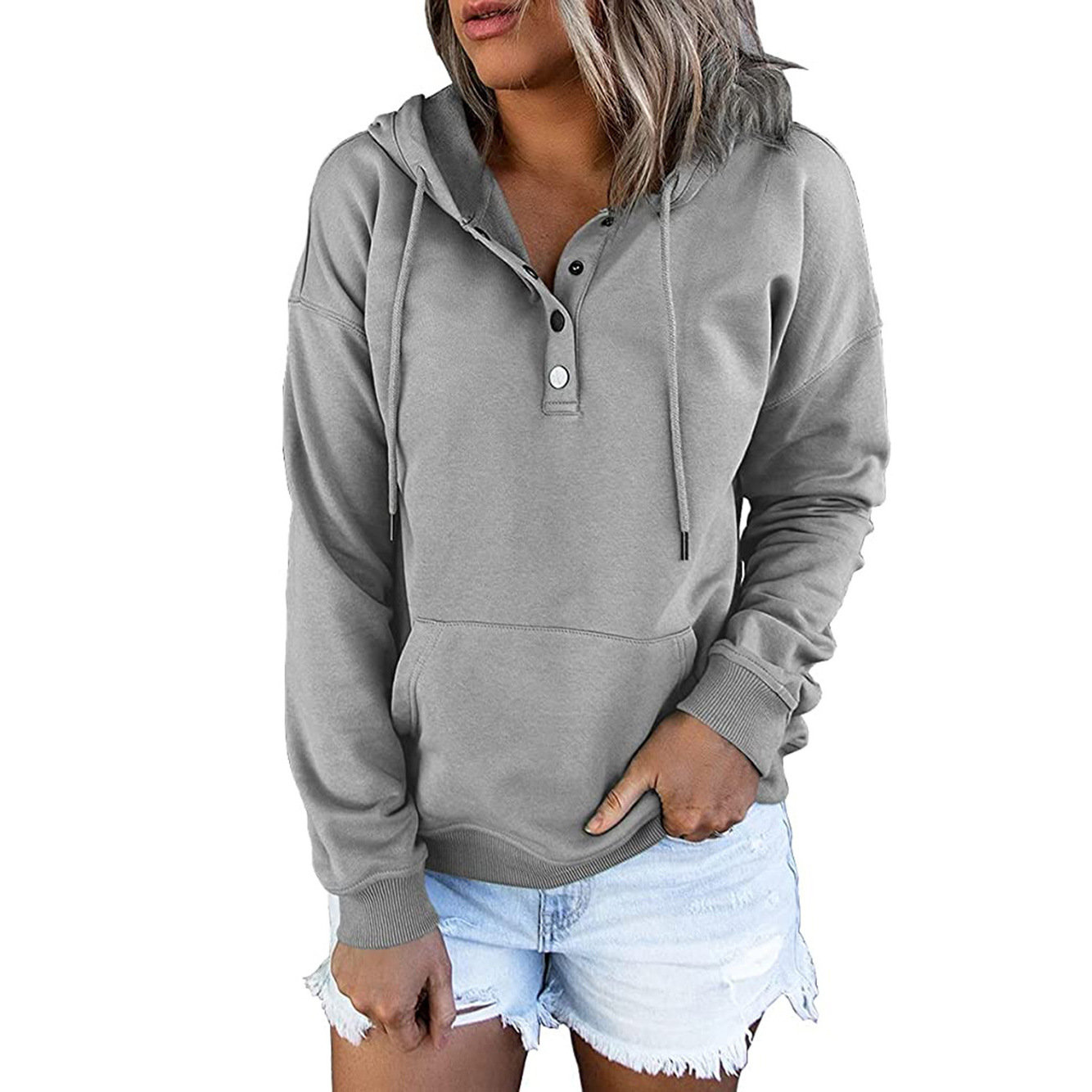 Women's Hoodies Long Sleeve Loose Casual Hooded Drawstring Pocket Sweater | Homometa