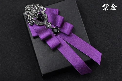 High-quality Fashion Handmade Red Diamond Bow Tie Wedding Collar Bowtie Brooch Pocket Towel Square Set Gifts for Men Accessories