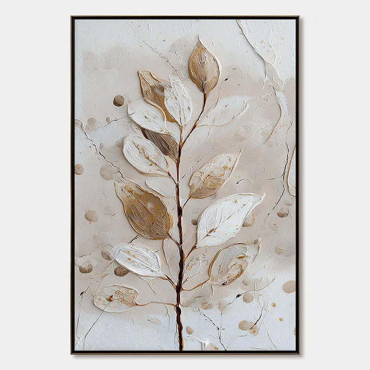 EARTHEN SPRIG: Textured Wabi Sabi Botanical Wall Art（Canvas painting）