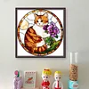 Orange Cat Glass Painting-11CT Stamped Cross Stitch 40*40cm/15.75*15.75in