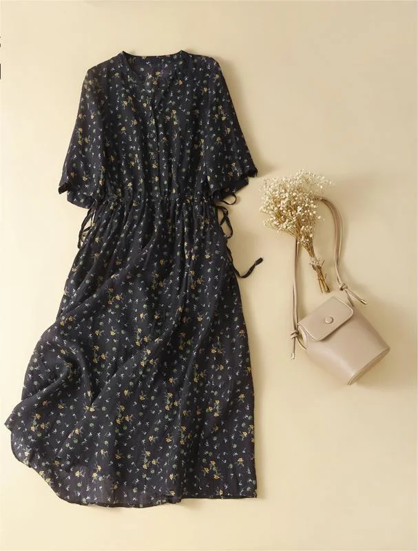 Slim Waist and Artistic Temperament Floral Long Skirt
