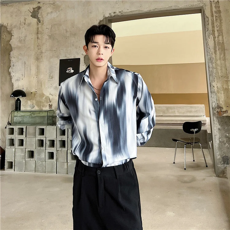 Dawfashion Techwear Streetwear-Summer New Trend Fashionable Personalized Digital Printing Loose Casual Korean Thin Style Shirt-Streetfashion-Darkwear-Techwear