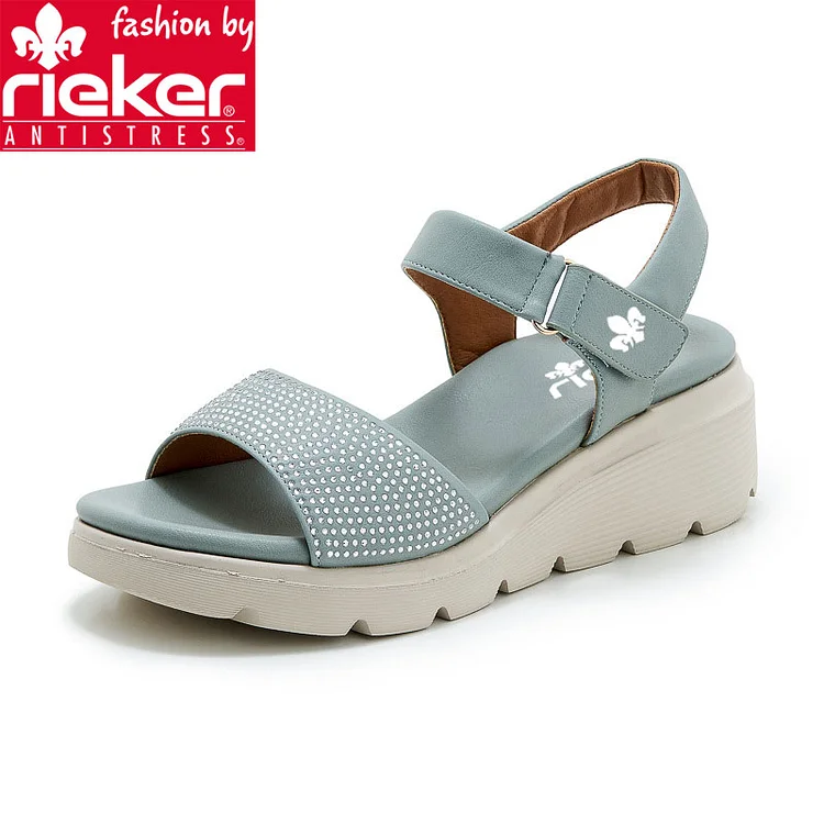 Rieker® Léto 2025. Ležérní sandály se suchým zipem a zirkony na patě #950-6