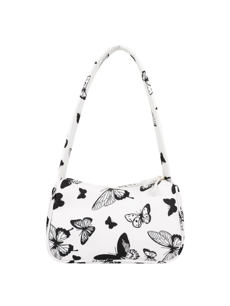 Retro Women Animal Print Canvas Shoulder Underarm Bag Handbags (Butterfly)