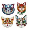 4pcs DIY Cat Full Drill Special Shaped Diamond Painting Keychains Gifts