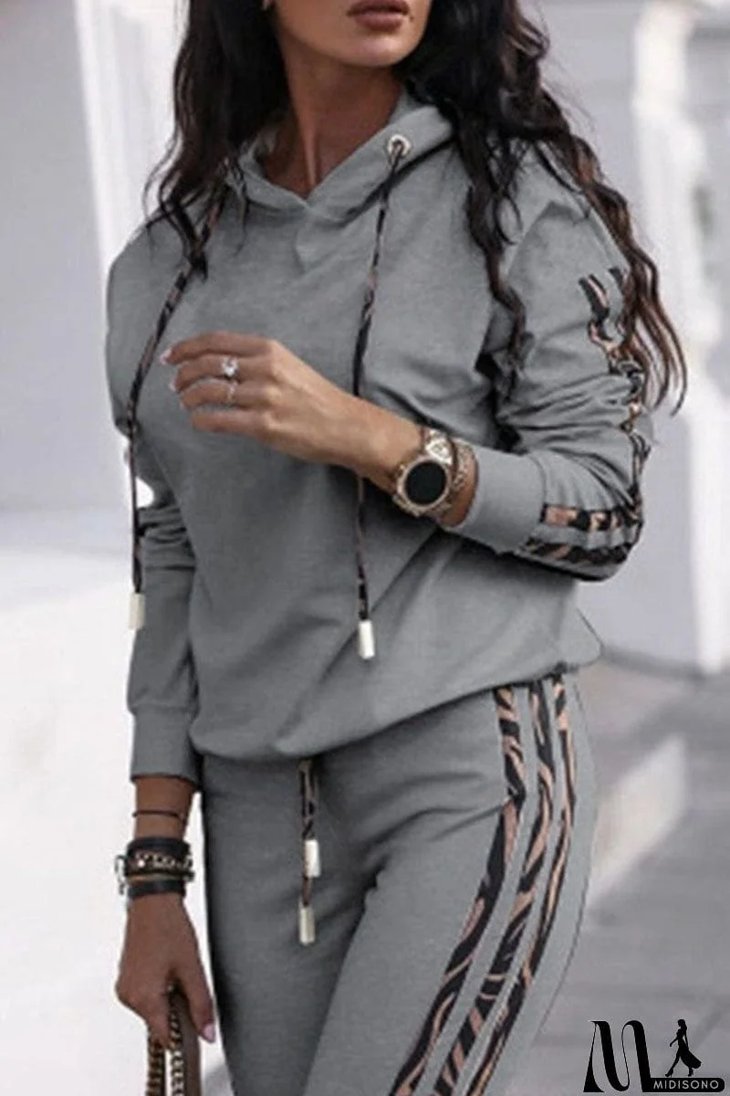 MidiSono - Fashion British Style Print Hooded Collar Two Pieces