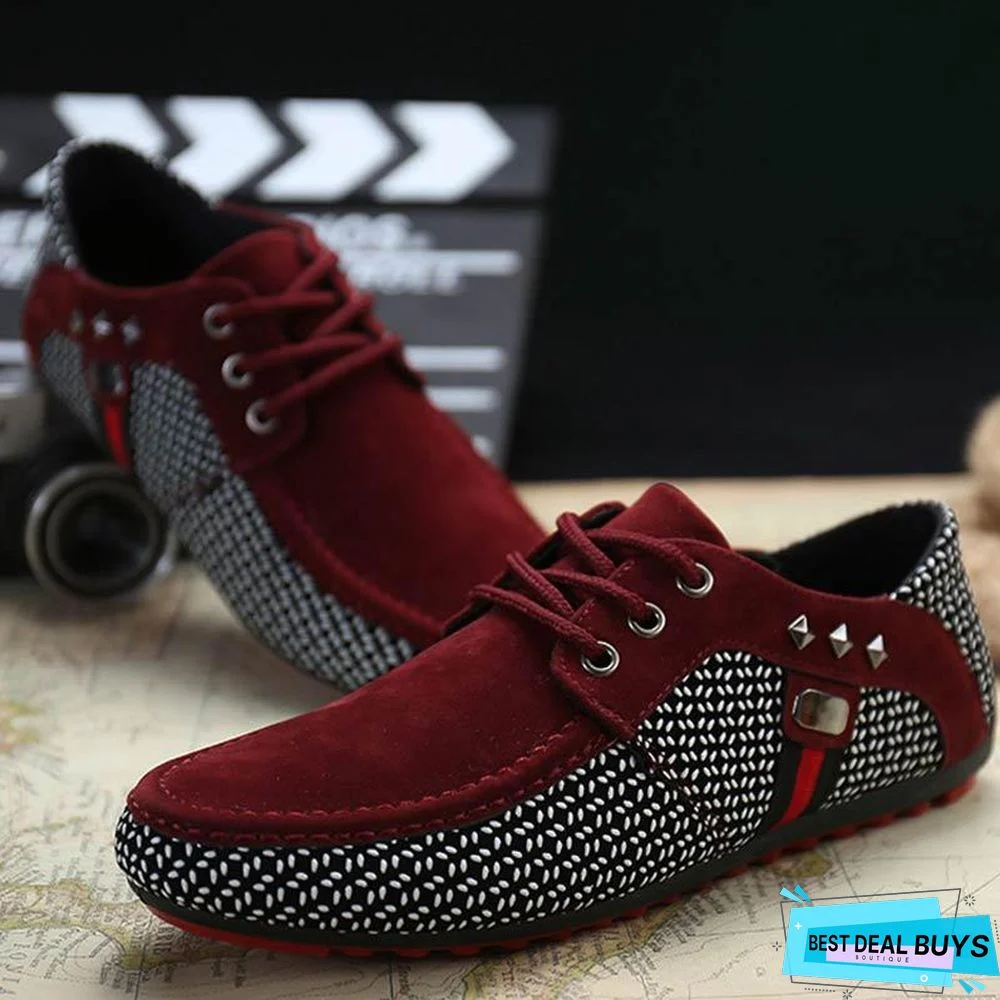 Men's Classic Lace Up Loafers Shoes Breathable Moccasins Shoes