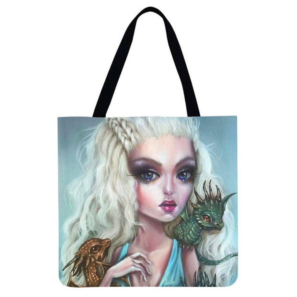 Linen Tote Bag - Cartoon queen