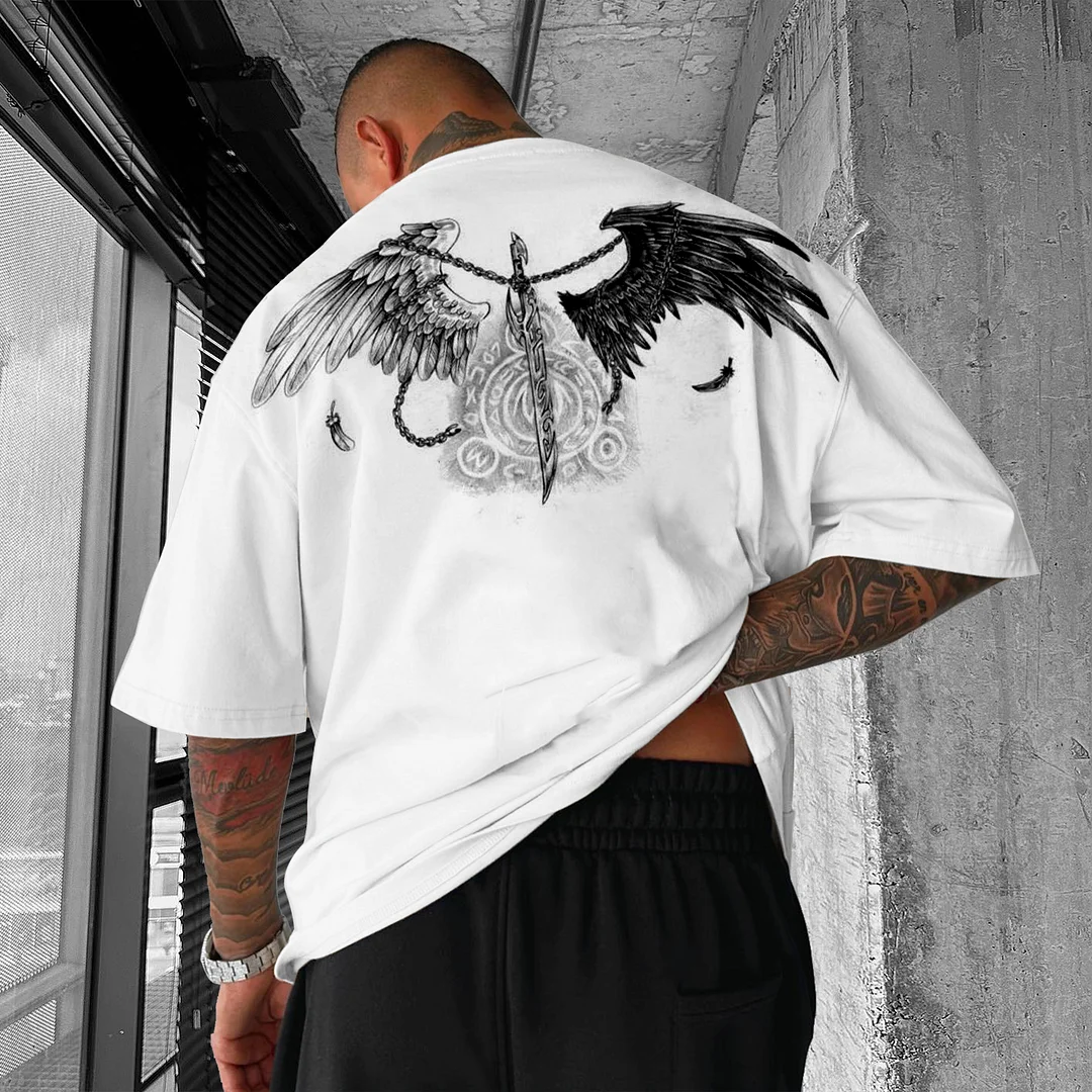 Wings Printed Men's Loose T-shirt