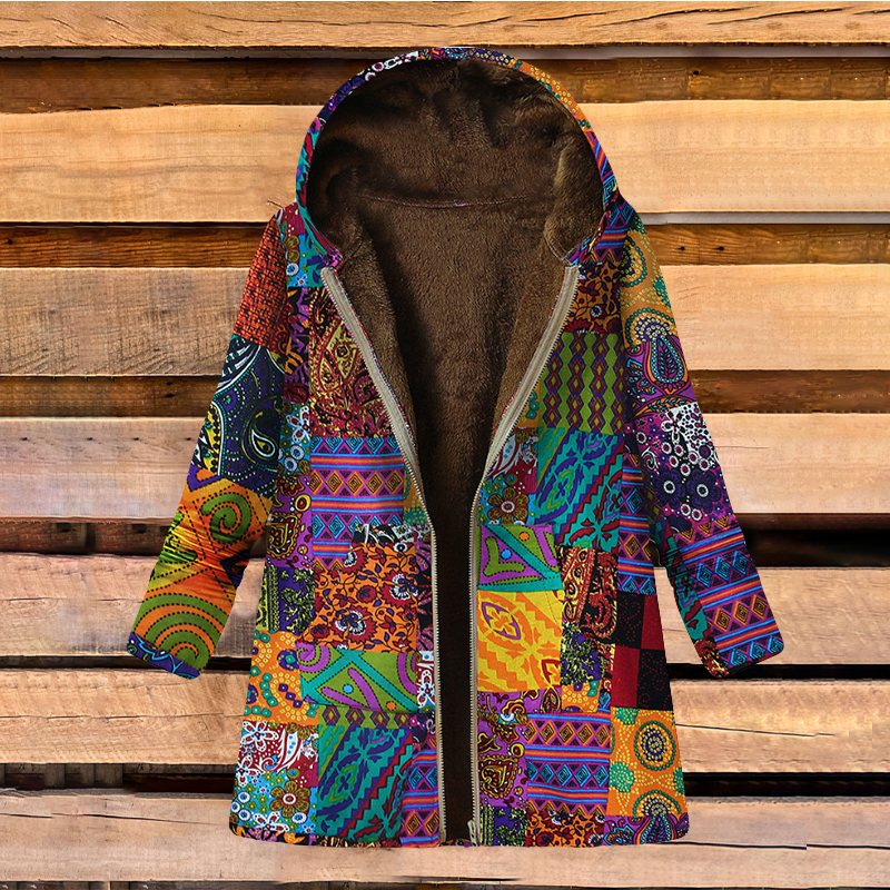 Casual Patchwork Printed Long Sleeve Coat wearshes