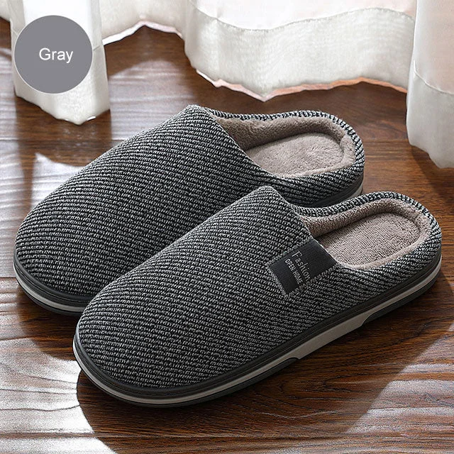 Men's Slippers Memory foam Slippers for home 2020 Winter Non Slip Male House Shoes Stripe Unisex Indoor plus size 11-12