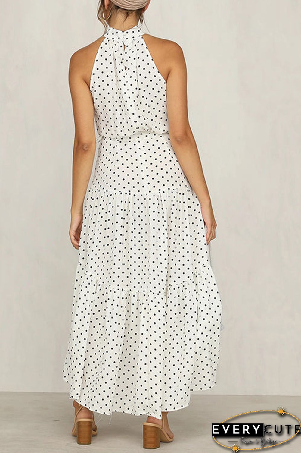 Print Belted Sleevelss Maxi Dress