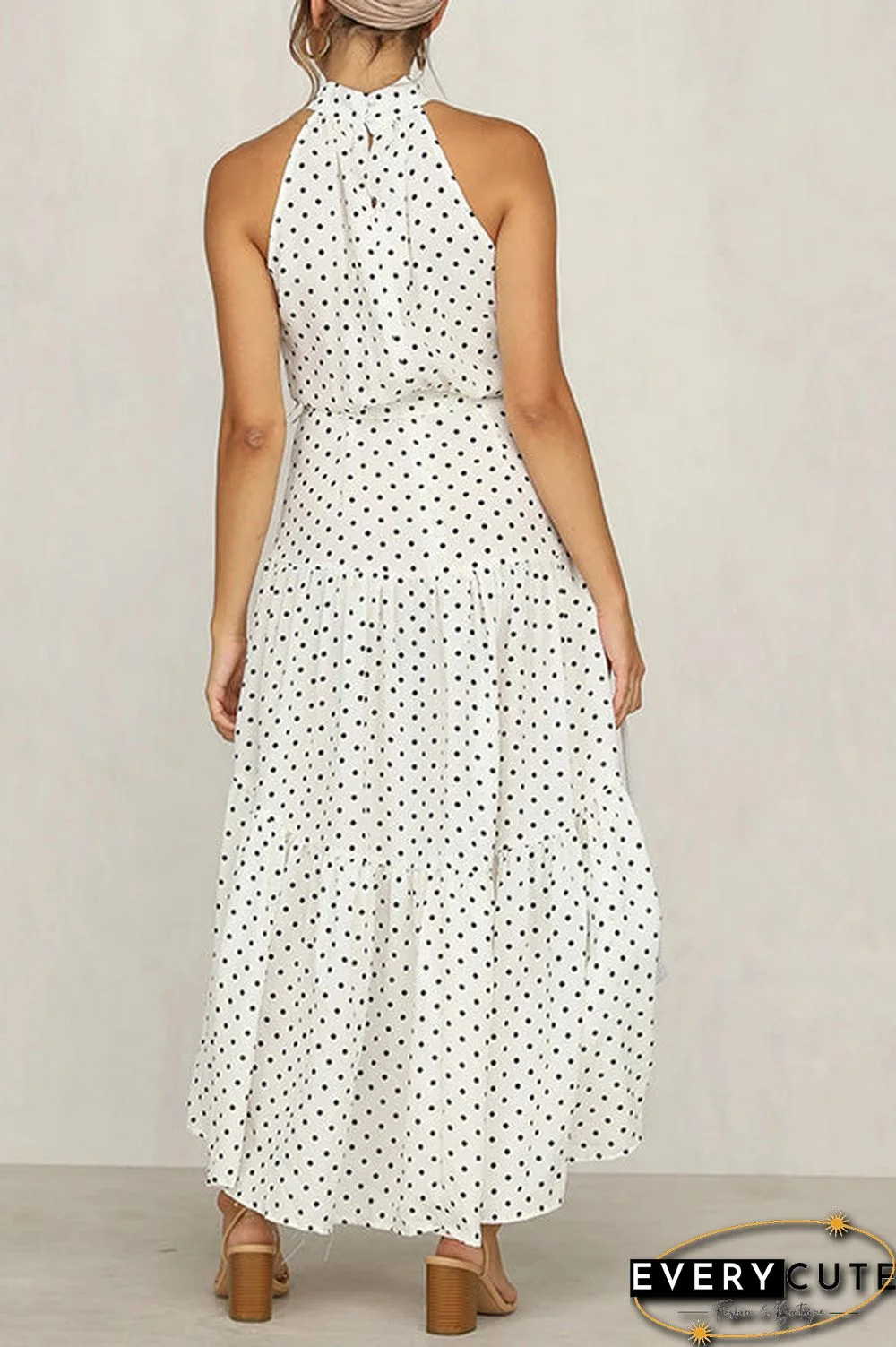 Print Belted Sleevelss Maxi Dress