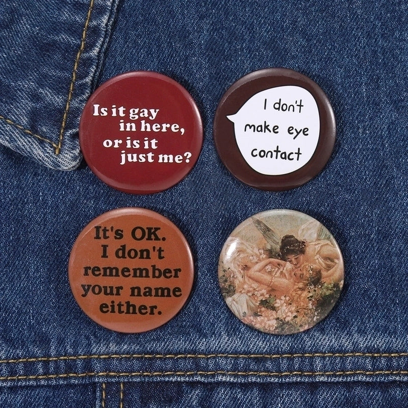 Retro Pin Round Letter Ghost Alloy Plating Unisex Brooches