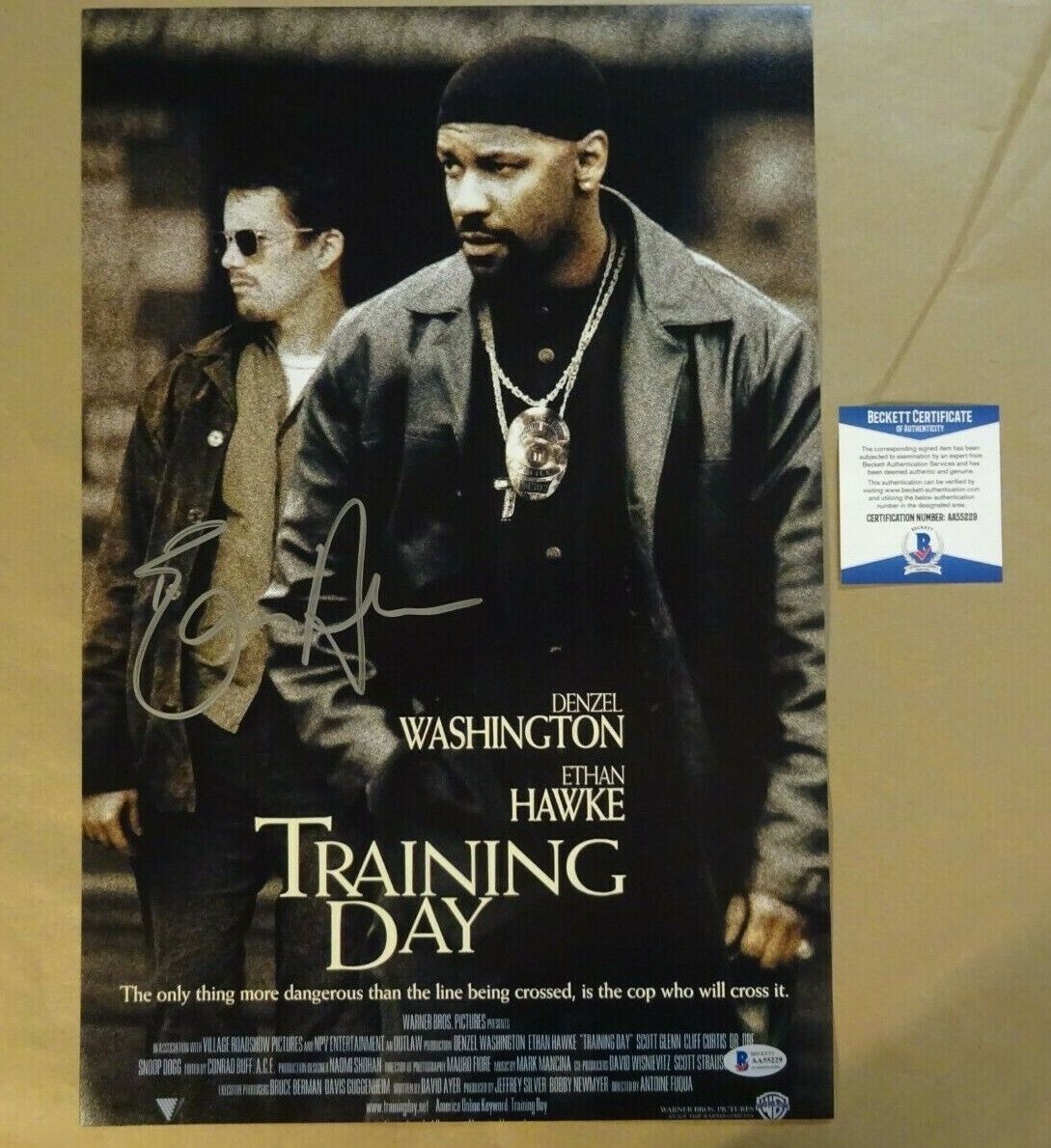 Signed ETHAN HAWKE Autographed TRAINING DAY 12x18