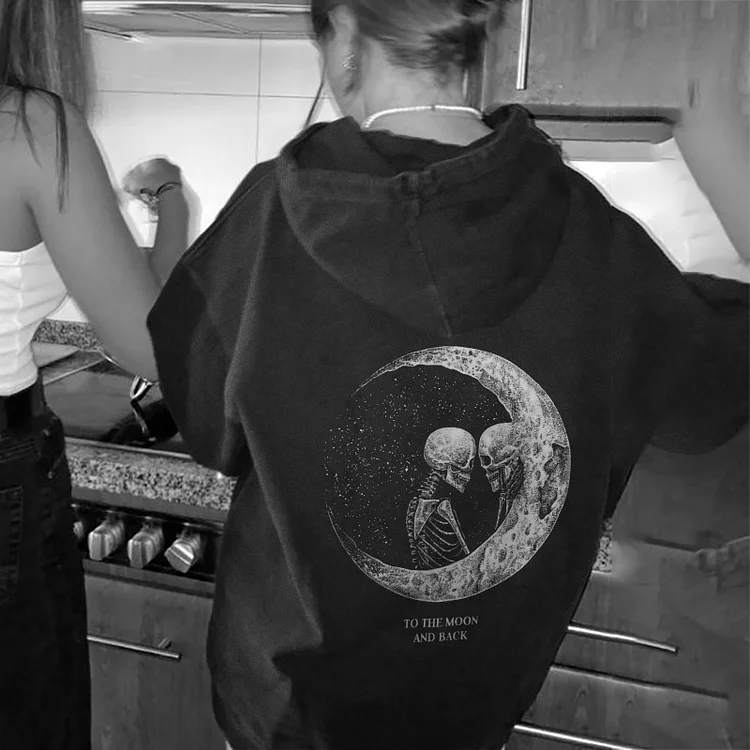 To The Moon And Back Skull Hoodie