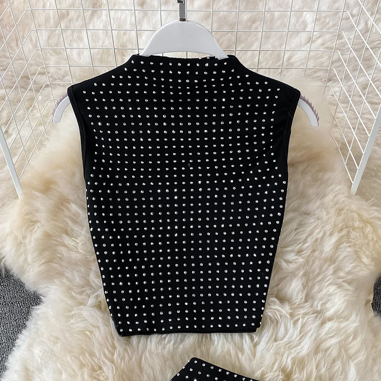 Sleeveless Diamond Top and Skirt Two Piece Set Flaxmaker