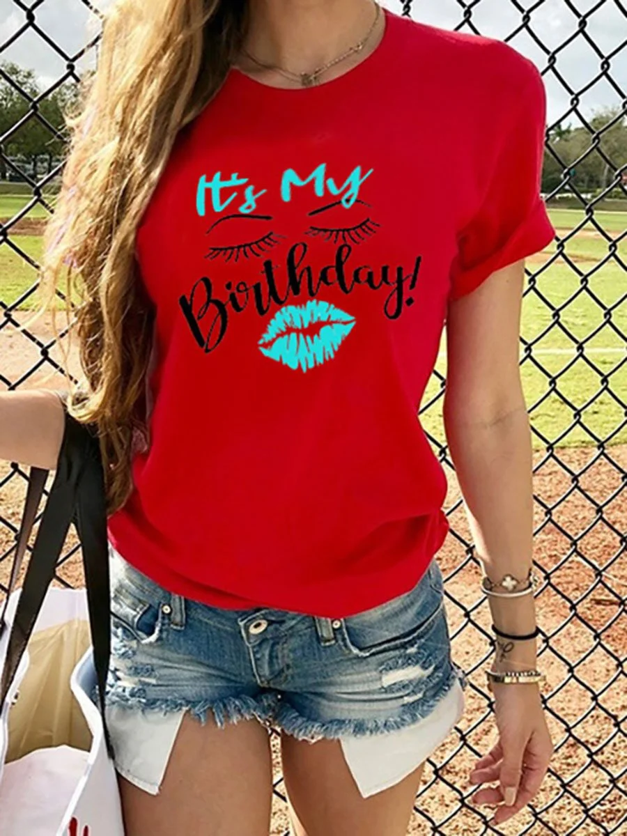 Round Neck Letters Printed T-shirt