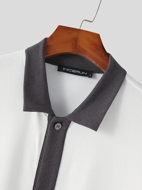 Aonga - Mens Contrast Color Two Tone Short Sleeve Shirt aonga