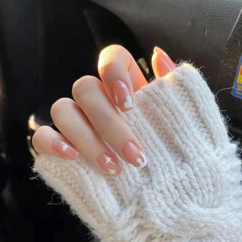 24pcs/set Acrylic Fake Nails Full Cover False Nail Art Tips 10 Sizes Fashion Designs With Nail Adhesive Sticker Coffin Nails-Nail Inspo