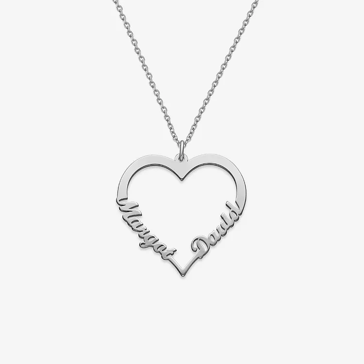 Mother & Daughter Heart Custom Name Necklace