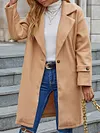 Fashion Solid Color Buttoned Notched Collar Long Sleeves Woolen Outerwear