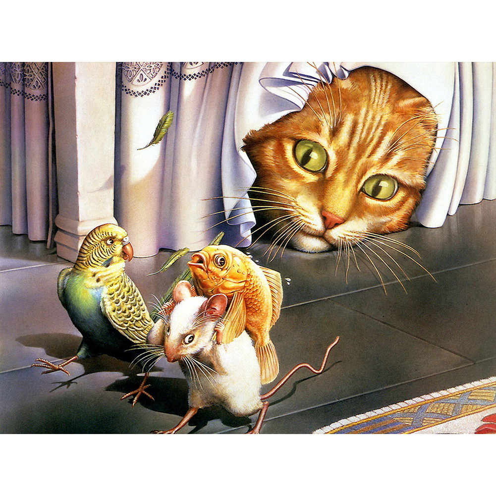 

Funny Cat - Round Drill Diamond Painting - 40*30CM, 501 Original