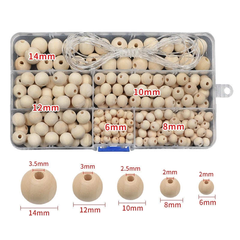 6-14mm Creative DIY Lotus Wood Beads With Storage Box Partition Beaded Loose Beads Buddha Beads With Elastic Line Suit