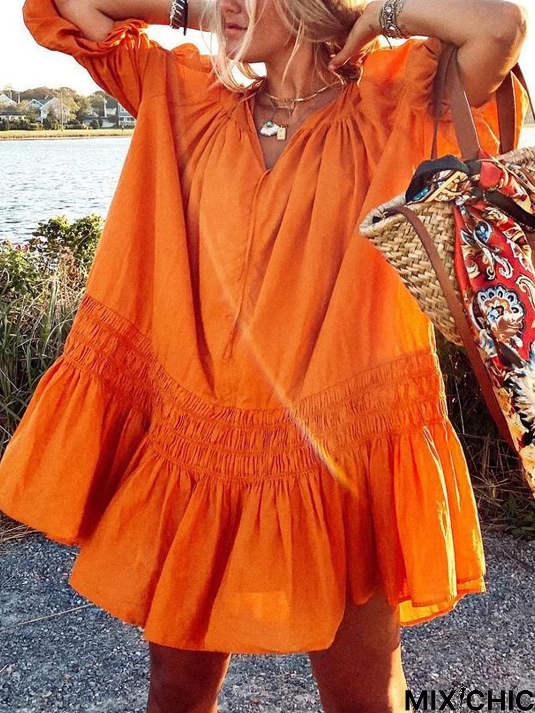 Boho Half Sleeve Weaving Dress