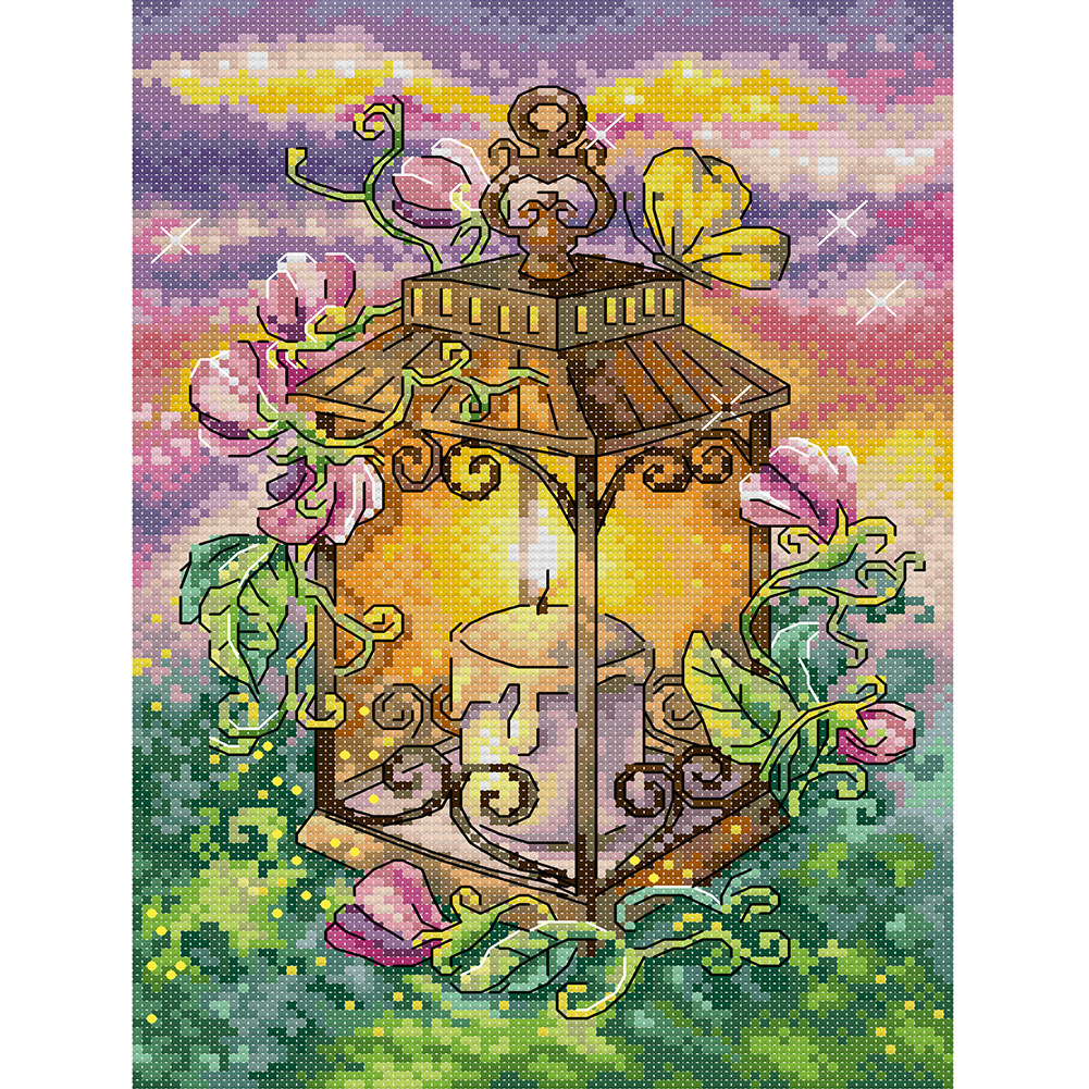 Summer Lantern Full 14CT Pre-stamped Canvas(21*30cm) Cross Stitch(backstitch)