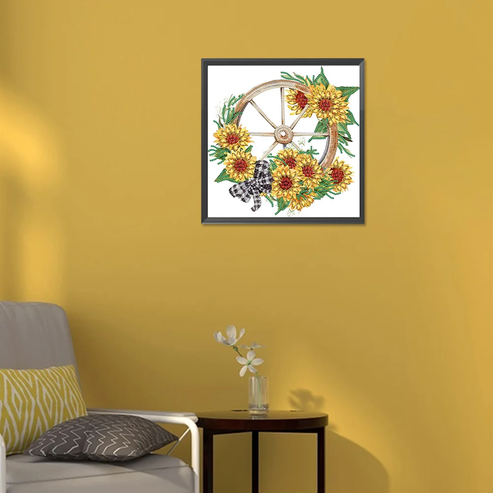 Special Shape Diamond Painting 30*30cm - Sunflower Wheels
