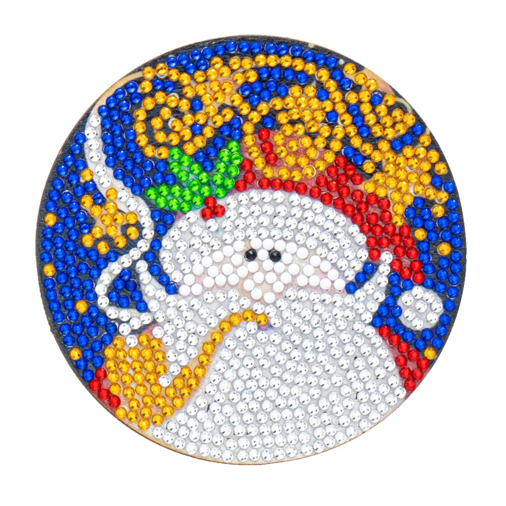 6pcs DIY Point Drill Coaster Christmas Style with Mat Shelf Kits(Wooden)