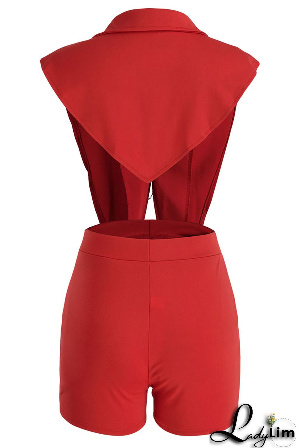 Black Sexy Solid Backless Asymmetrical V Neck Sleeveless Two Pieces