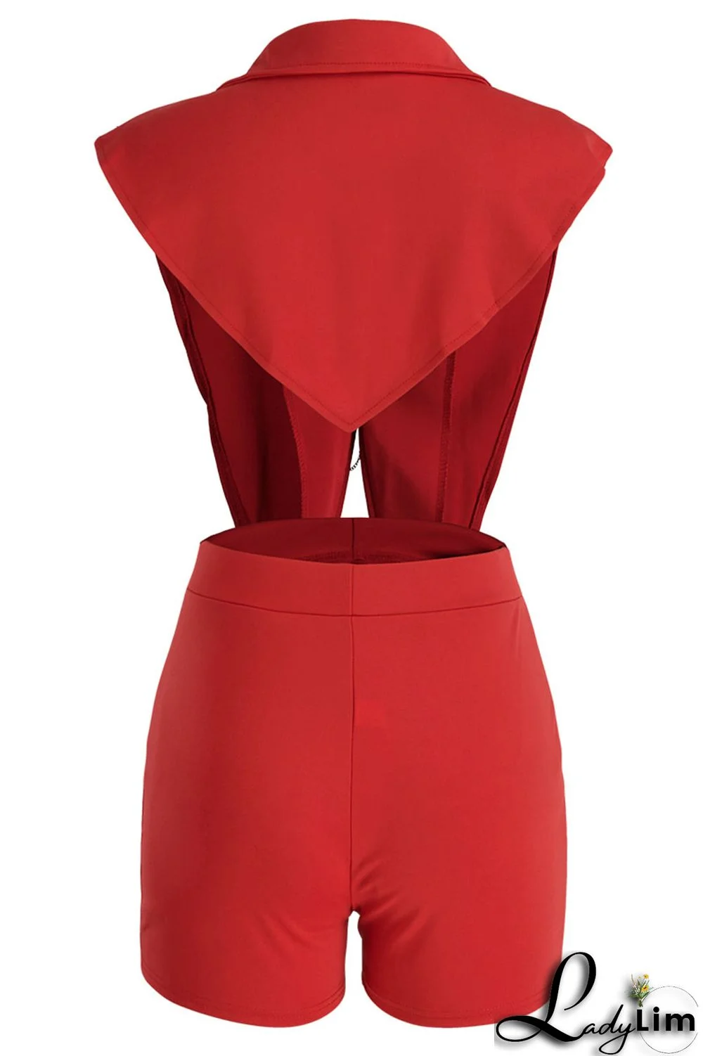 Black Sexy Solid Backless Asymmetrical V Neck Sleeveless Two Pieces