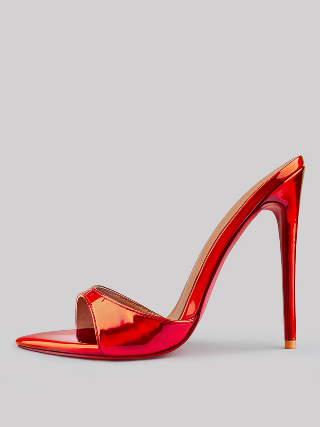 120mm Women's Open Toe Sandals Stiletto Red Bottom High Heels Vegan Mules Colorful