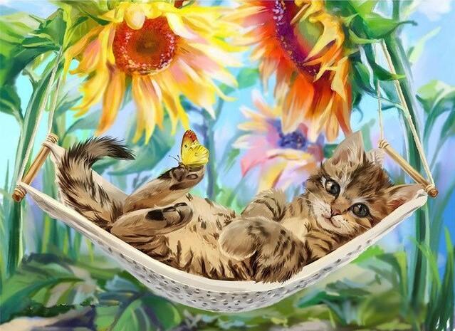 

Cats in Hammock – Paint By Numbers - 40*50CM, 501 Original