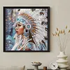 Native American Girl Partial Drill Diamond Painting Kit 30x30cm Special Shaped Rhinestones DIY Craft for Adults Beginners Home Decor