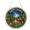 Diamond Painting Single-Sided Acrylic Happy Camper Pendant for Home Wall Door and Window Decoration