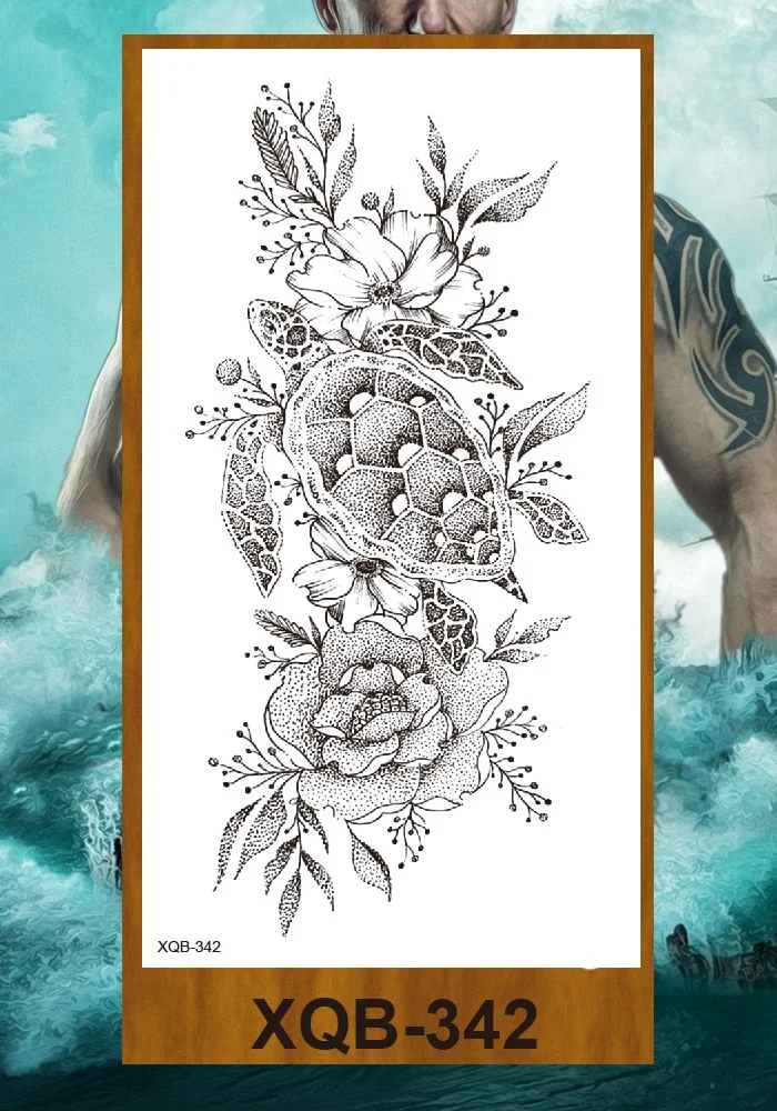 Temporary Tattoos Stickers Woman Arm Neck Chest Fake Tattos Girl Flower Cute Fox Mask Pussy Cat Body Makeup Waterproof Serpenti