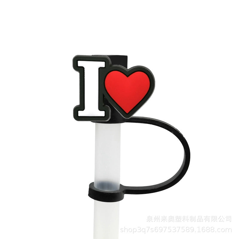 Love Cartoon Silicone Straw Cap 8-10 Straw Dust Cap Dust Cover Personalized Beverage Straw Sleeve Spot
