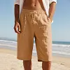 Men's Vintage Linen Casual Beach Vacation Three-Quarter Shorts by Inlyline