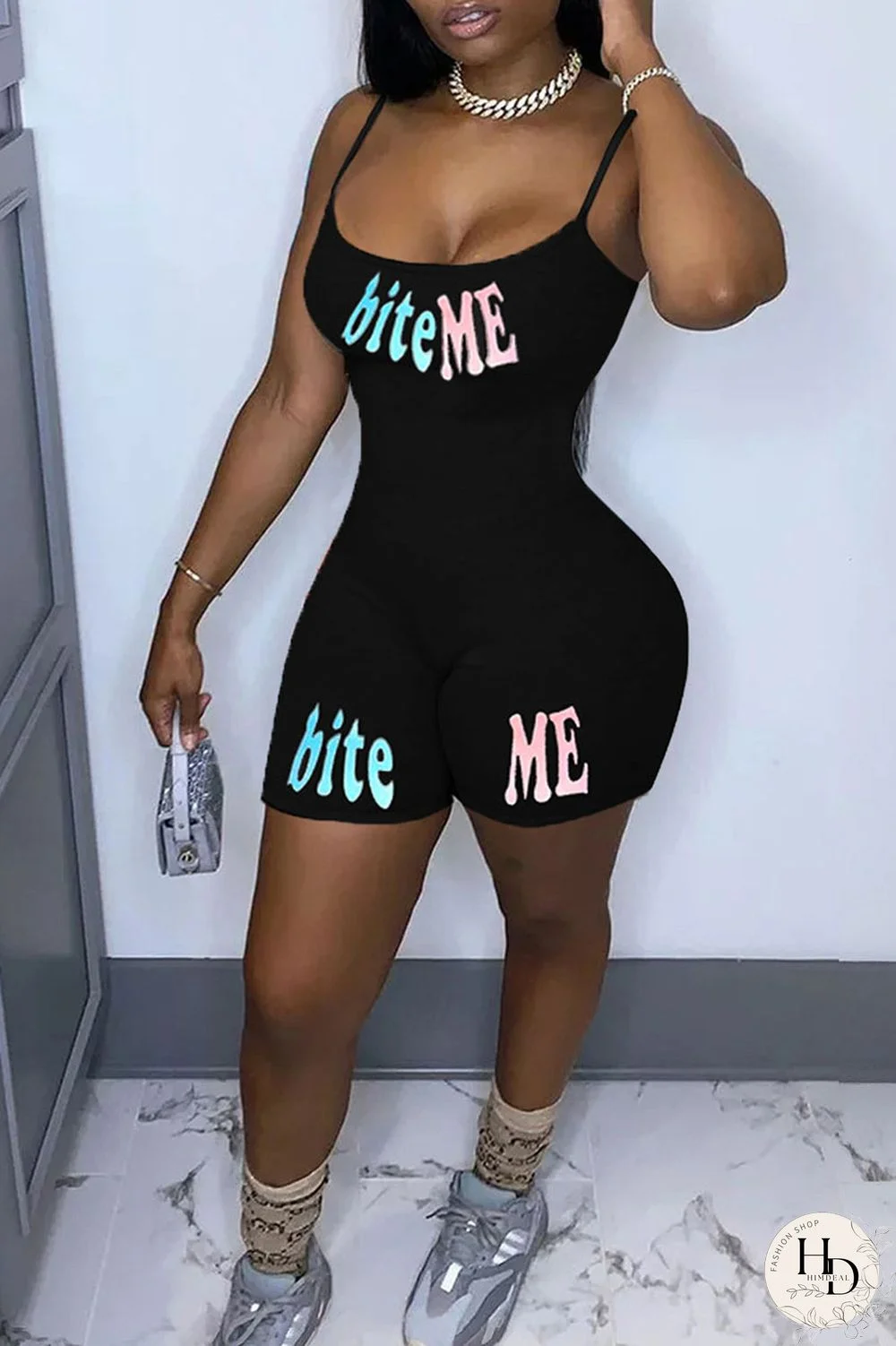 Yellow Sexy Print Split Joint Spaghetti Strap Regular Jumpsuits