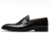 Handmade Mens Black Leather Loafers Dress Shoes