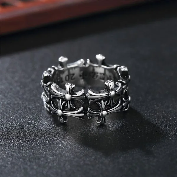 Sterling Silver Dark Cross Ring