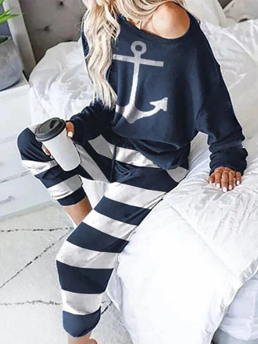 Casual Long Sleeve Crew Neck Two Piece Set